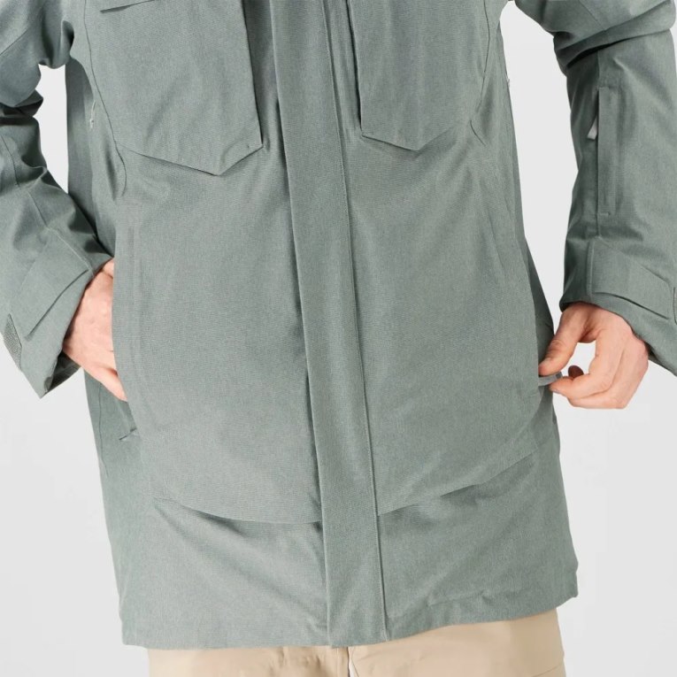 Olive Salomon Stance Cargo Insulated Hooded Men's Ski Jackets | PH 72843B